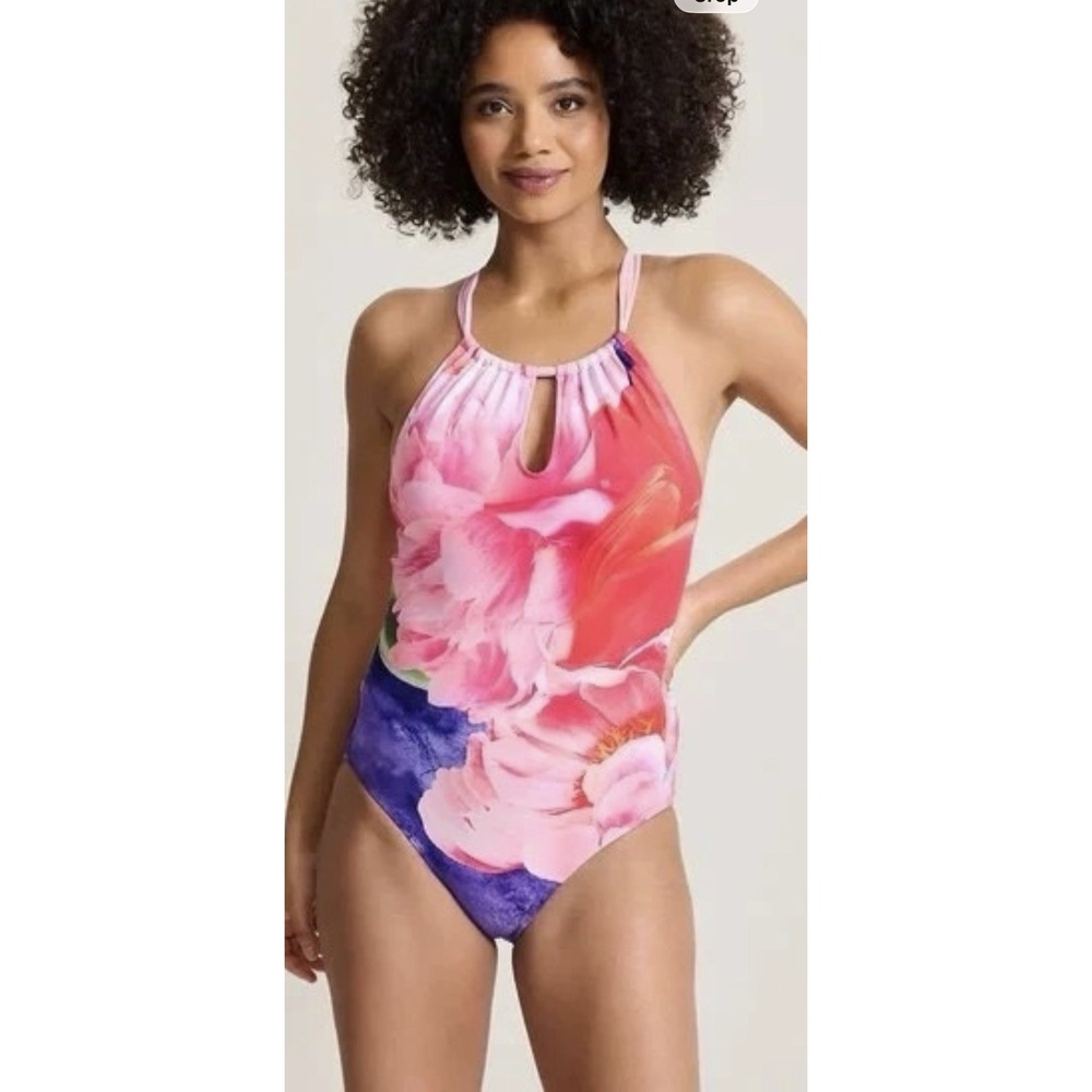 Tommy Bahama NWT Artist Serie Floral Crossback High Neck One Piece Swimsuit Sz10